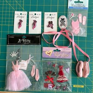 Ballerina scrapbooking/card stickers and patches and ceramic ballets slippers
